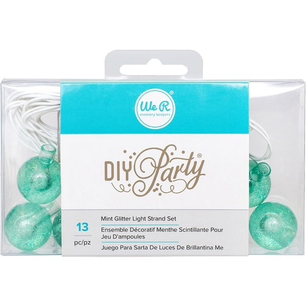 We R DIY Party MINT GLITTER LIGHT STRAND SET 13pc - Scrapbooksrus