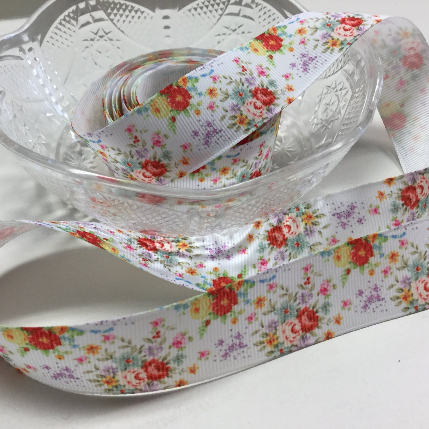 Shabby Chic ELLA Floral Grosgrain Ribbon 1 yard Scrapbooksrus Scrapbook Store