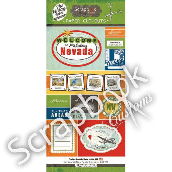 Scrapbook Customs NEVADA VINTAGE Paper Cut-Outs 11pc LV - Scrapbook Kyandyland