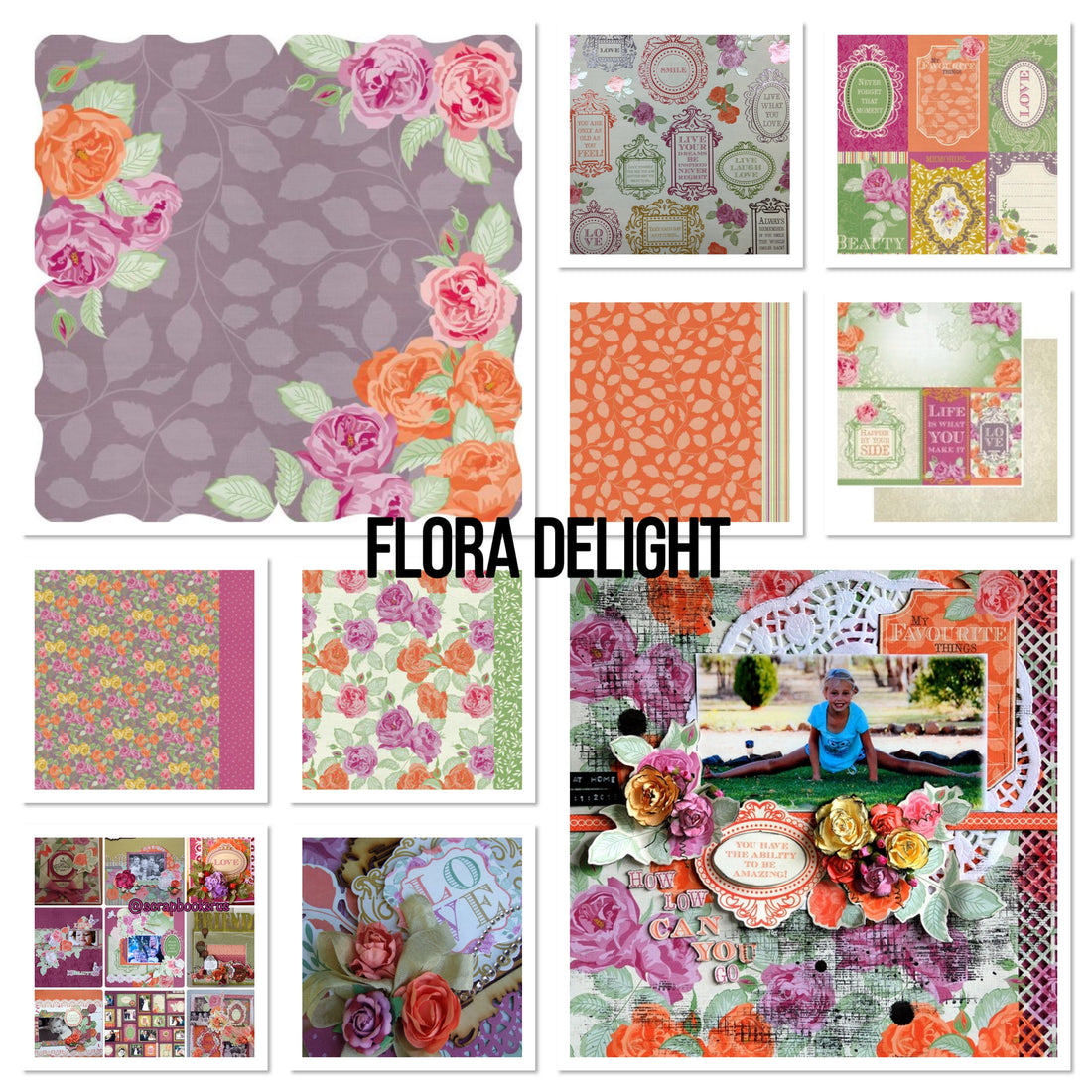 Kaisercraft FLORA DELIGHT Scrapbook Kit 12"X12" 12 Sheets