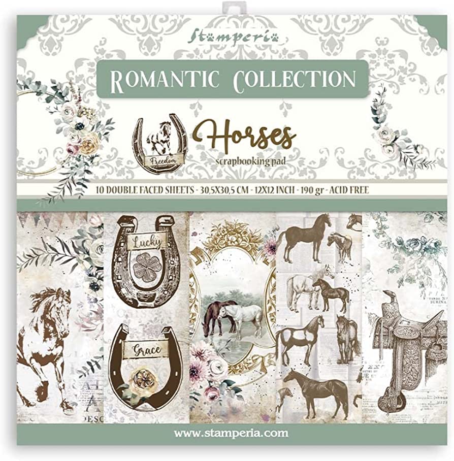 Stamperia HORSES Romantic Collection 12&quot;X12&quot; Scrapbook Paper Pad