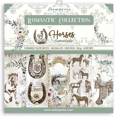 Stamperia HORSES Romantic Collection 12"X12" Scrapbook Paper Pad