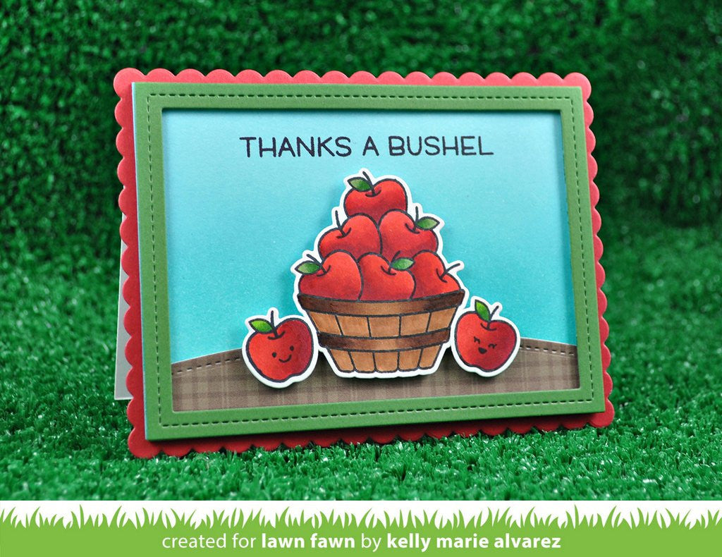 Lawn Fawn THANKS A BUSHEL Teacher Apple Clear Stamps 4&quot;X3&quot;