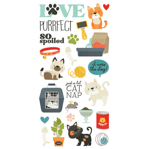 Simple Stories Pet Shoppe Cat FOAM STICKERS 47pc
