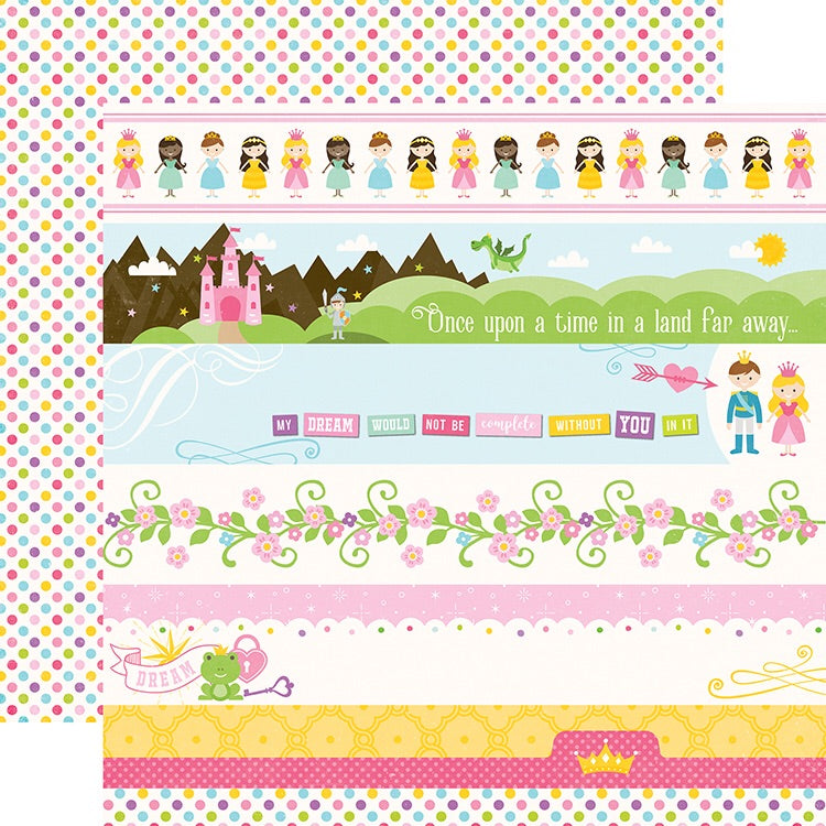 Echo Park Perfect Princess BORDER STRIPS 12”X12” Paper