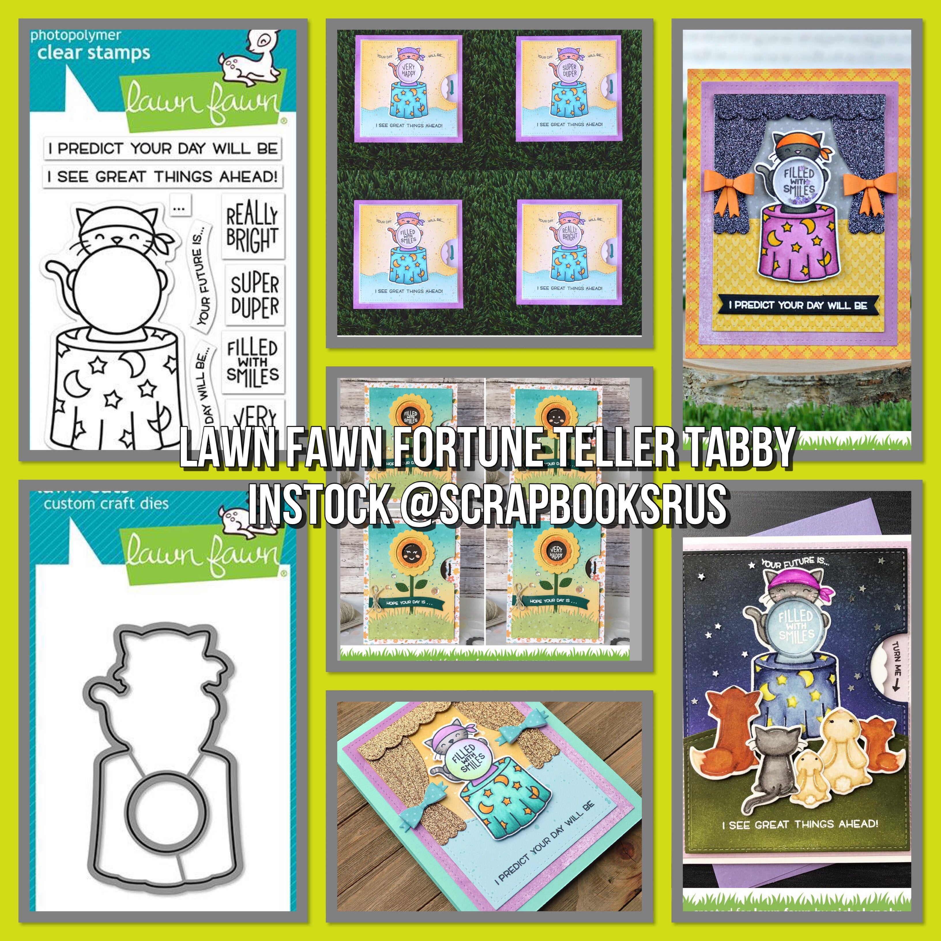 Lawn Fawn FORTUNE TELLER TABBY Clear Stamps 4&quot;X3&quot;