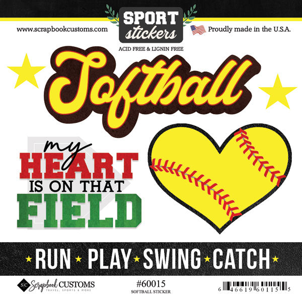 Scrapbook Customs SOFTBALL LOVE Sport Stickers