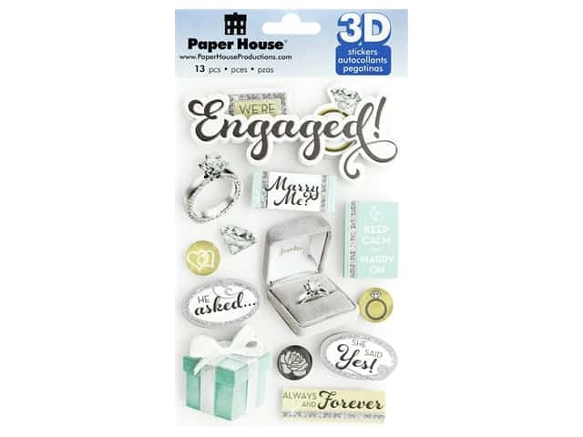 Paper House ENGAGED 3D Stickers 13pc Scrapbooksrus