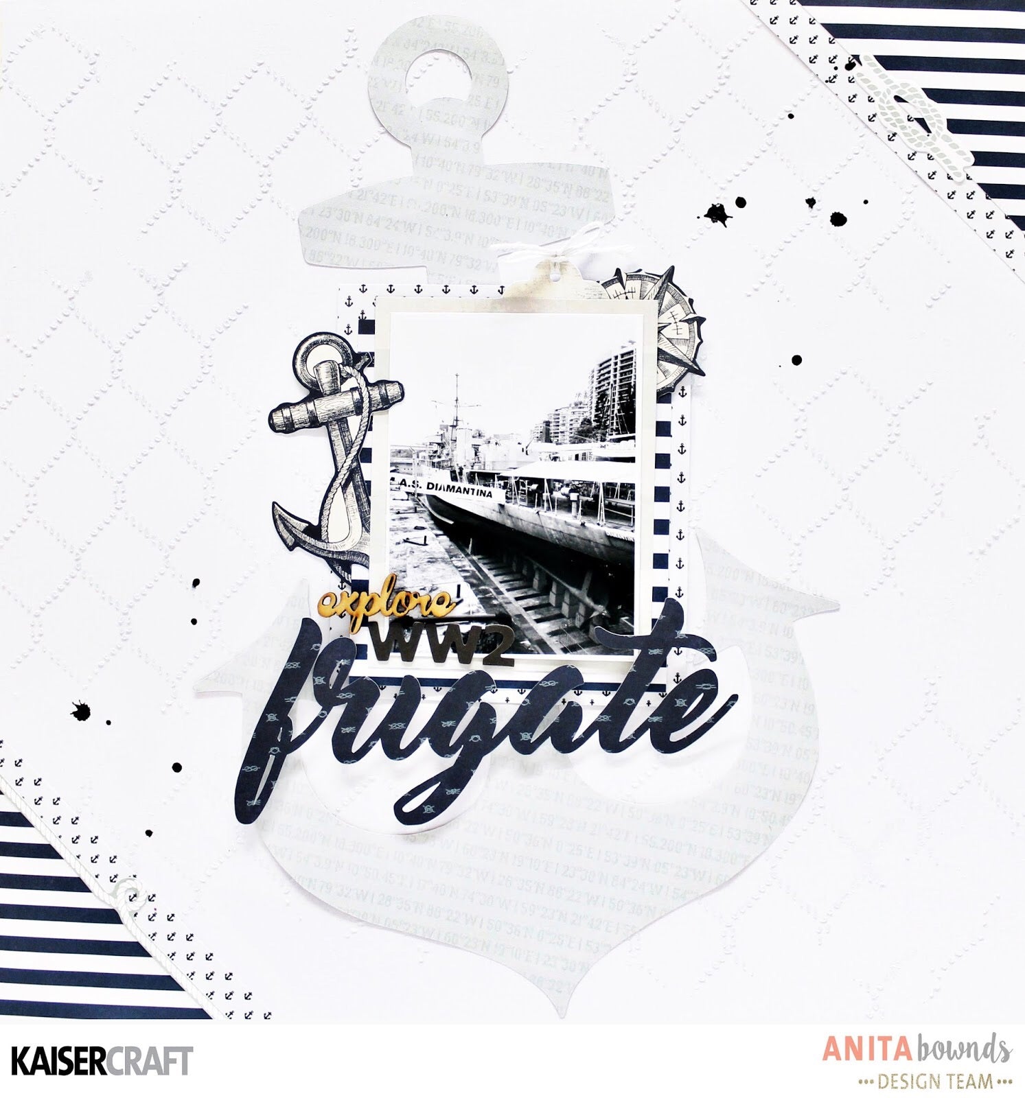 Kaisercraft ANCHORS AWEIGH 12&quot;X12&quot; Designer Template Stencil 1pc Scrapbooksrus