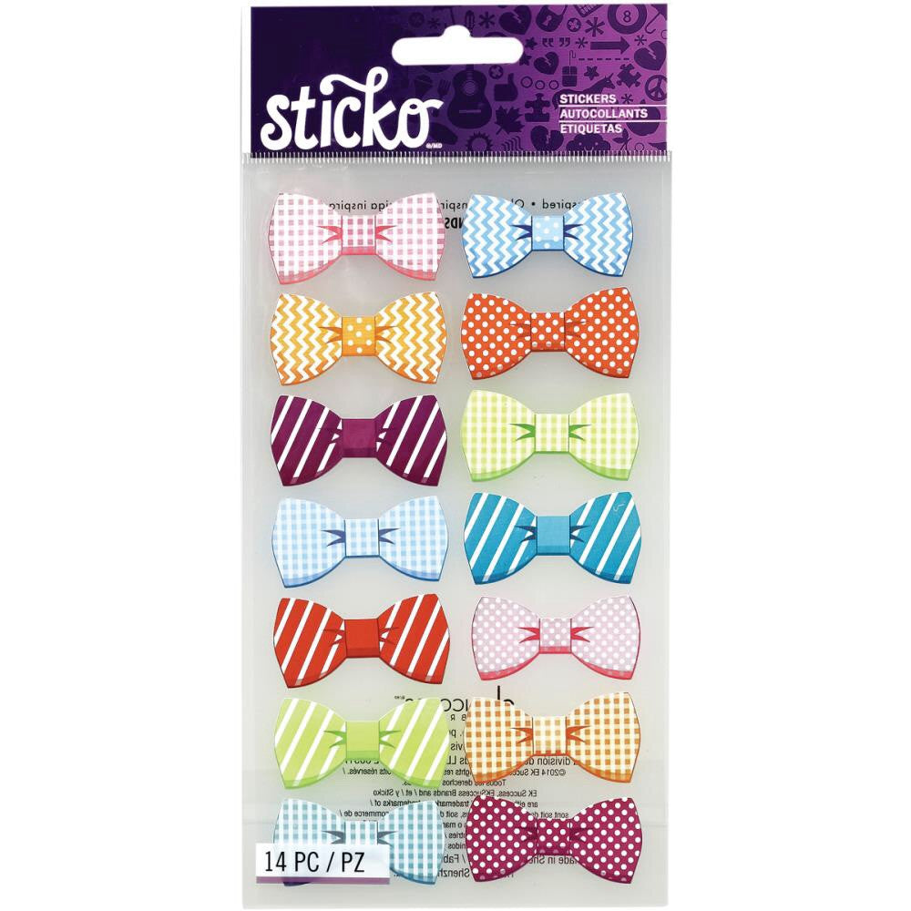 Ek Success Sticko Classic PATTERN BOWS Stickers 14pc - Scrapbook Kyandyland